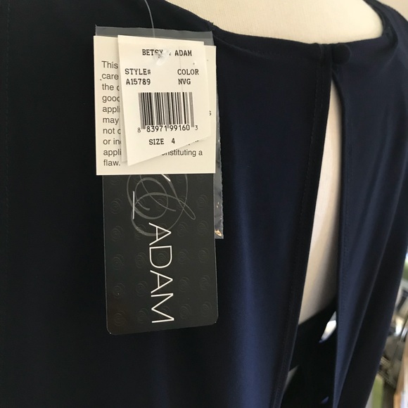 Navy draped dress with beaded skirt - Picture 2 of 4